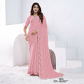 Light Pink Pure Crepe Silk Sequence With Hand Work Saree With Unstitched Blouse - Norita Swaraa | Grocsy