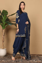Joban Fashion Navy Blue Georgette Kurta Set | Grocsy