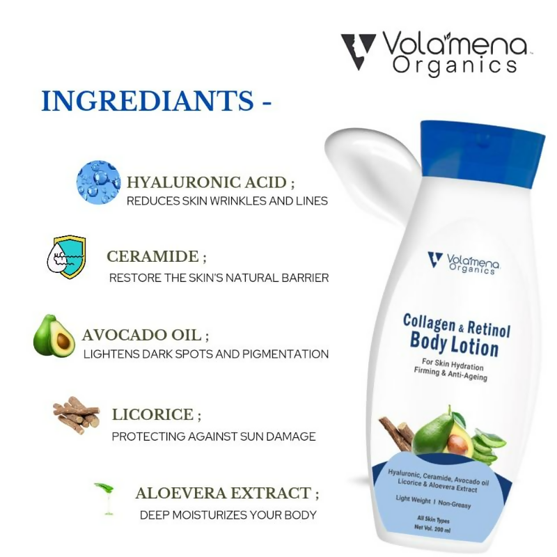 Volamena Collagen & Retinol Body Lotion With Hyluronic Acid & Ceramide | Grocsy