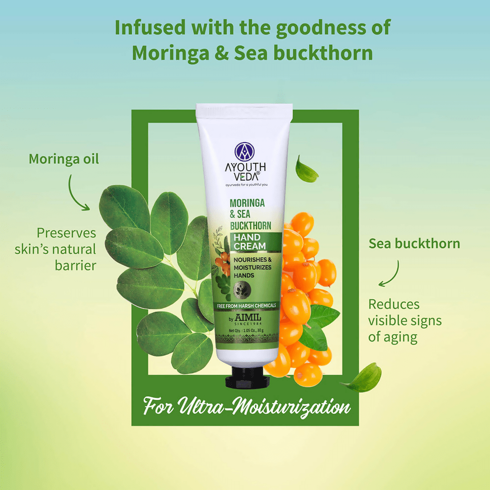 Ayouthveda Moringa & Sea Buckthorn Hand Cream | Grocsy