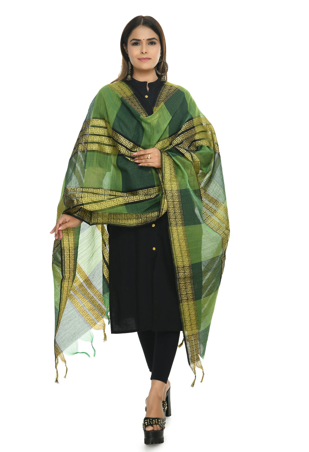 Mominos Fashion Moeza Handloom Cotton Green Tone Dupatta | Grocsy