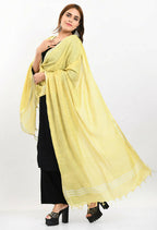 Mominos Fashion Moeza Women's Linen Cotton Silver Border Lemon Yellow Dupatta | Grocsy