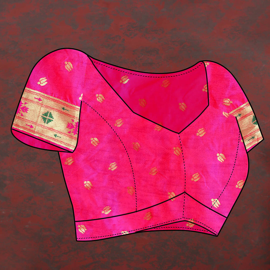 Lorenvalley Fashion Magenta Soft Paithani Silk Woven Design Gold Zari Meenakari Weaving Saree | Grocsy