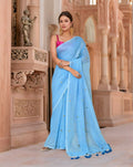Joban Fashion Women Sky Blue Trendy Cotton Saree | Grocsy