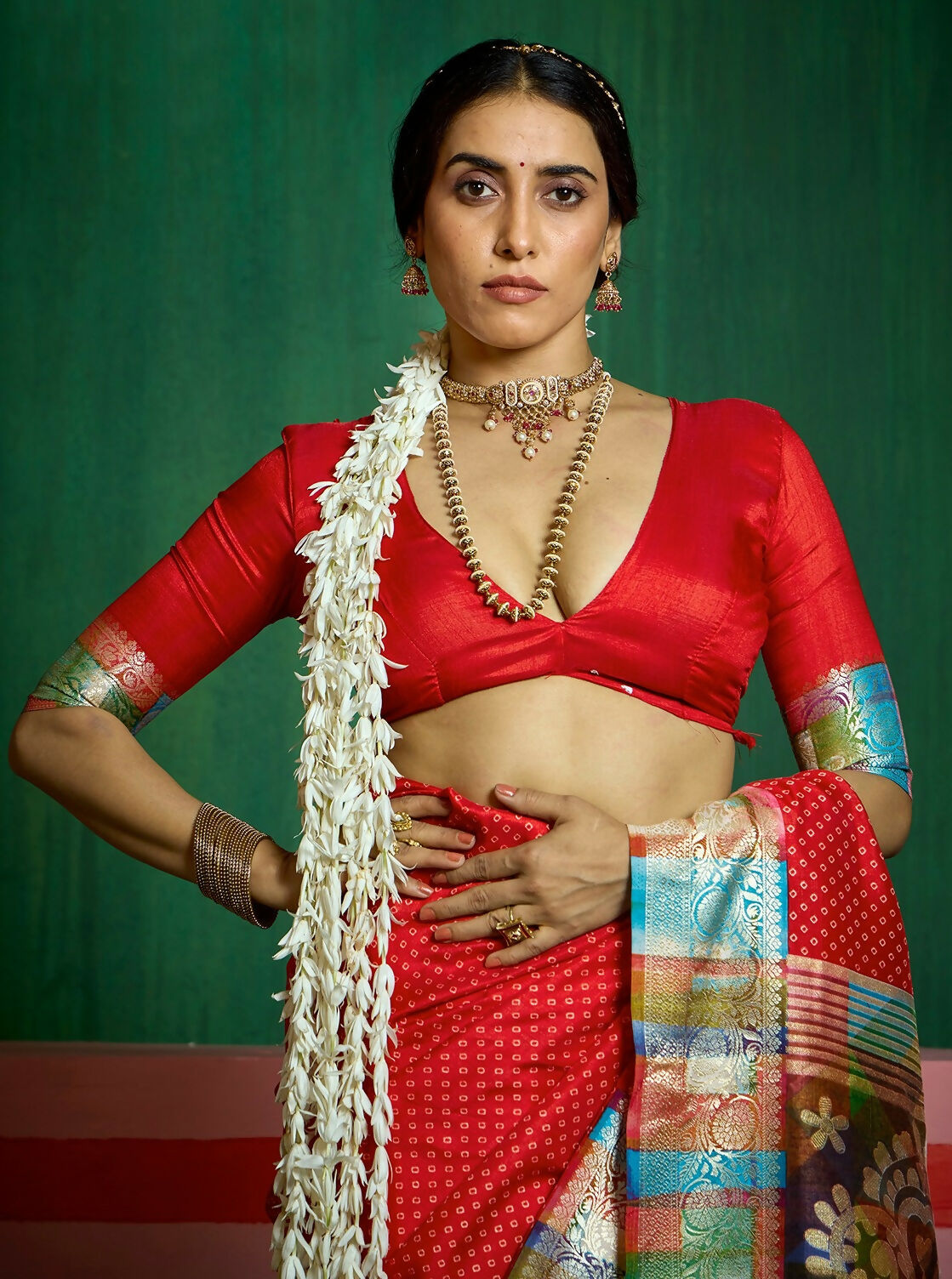 Joban Fashion Tushar Silk Red Colored With Zari Border Red Designer Pallu Saree | Grocsy