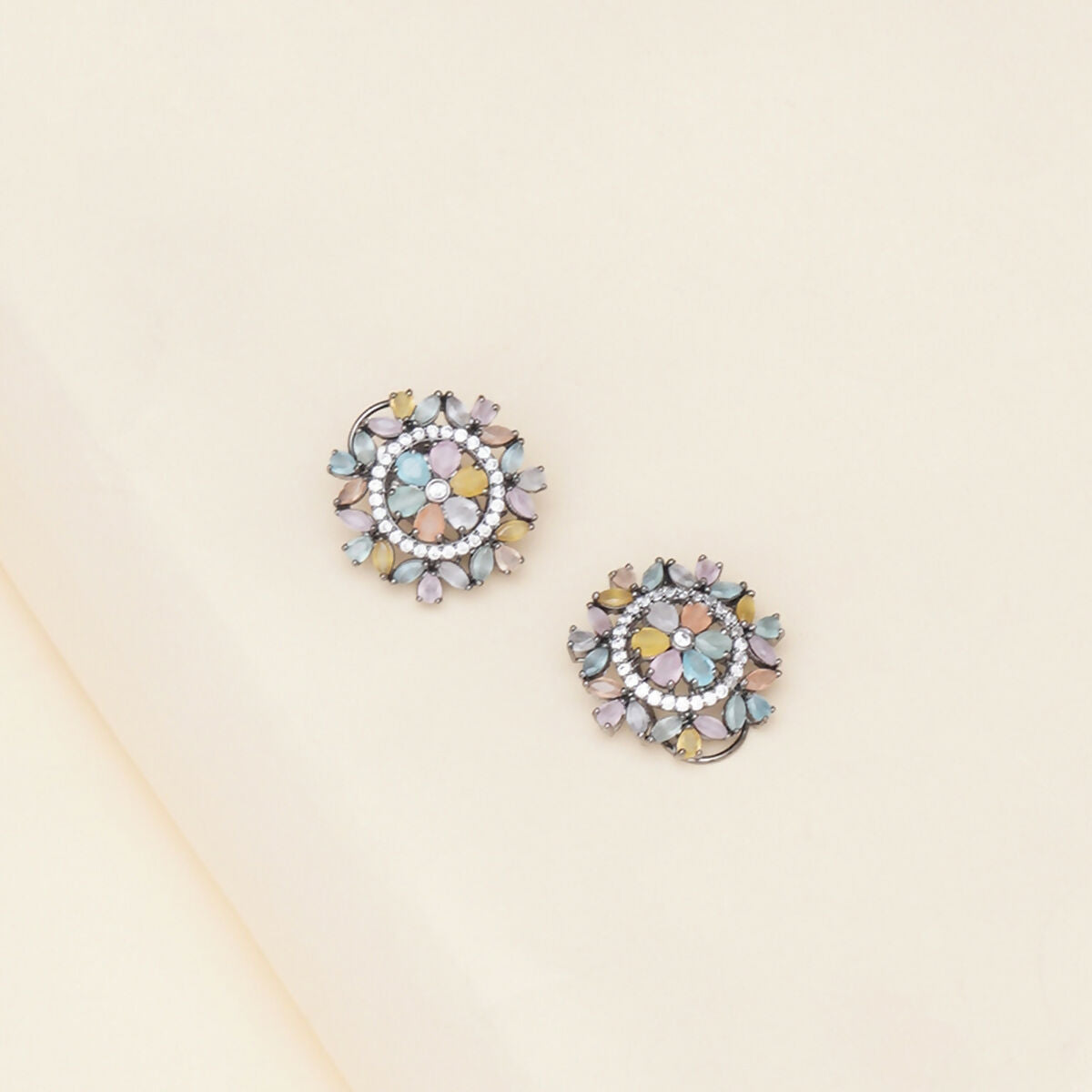 Blush Flower Stone Studs- Ruby Raang | Grocsy