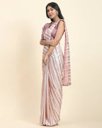 Peach Pure Georgette Sequence work Ready to wear Saree with stitched Blouse - Satiksha | Grocsy