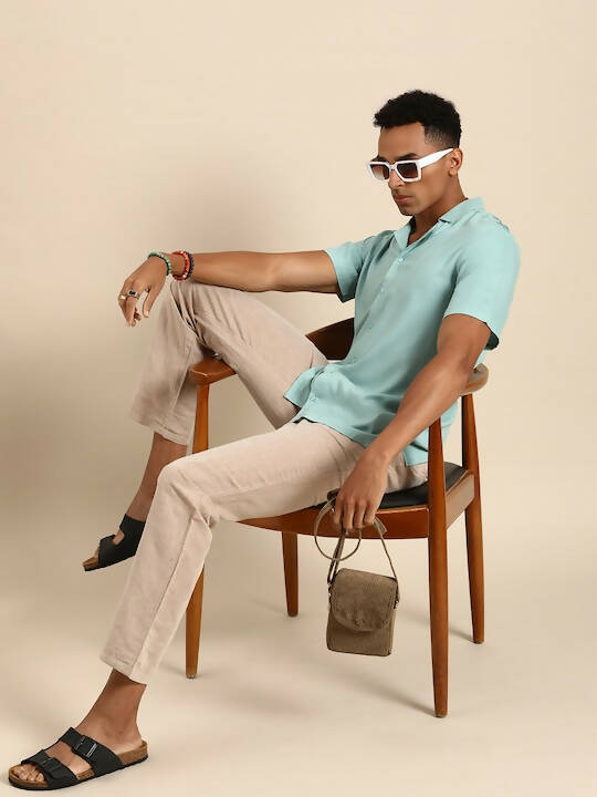 Blue Men Rayon Straight Opaque Casual Shirt - Mahotsav | Grocsy