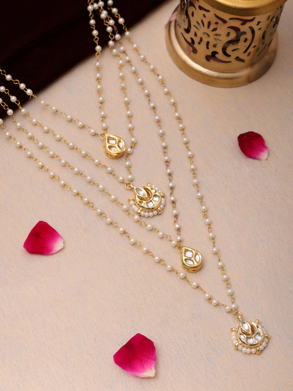 Ruby Raang Gold Kundan Layered Necklace | Grocsy