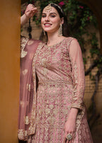 Light Purple Pure Butterfly Net Wedding Wear Anarkali Suit - Emponline | Grocsy