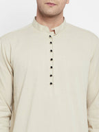 Even Apparels Pure Cotton Men's Kurta in Green Color With Band Collar | Grocsy