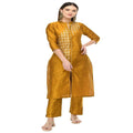 Lagi Women's Mustard Poly silk Straight Embroidred Kurta & Pant (RO115C) | Grocsy