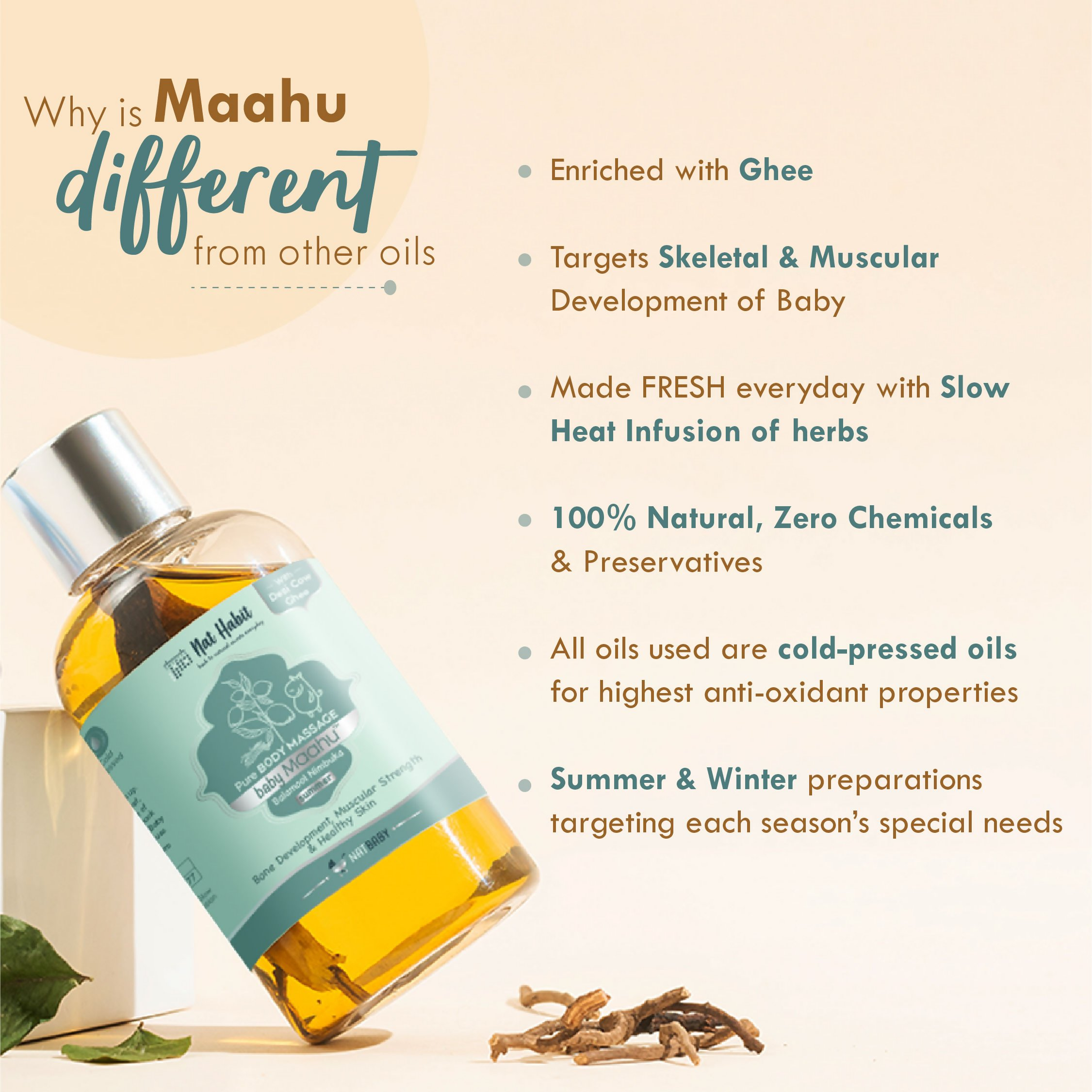 Nat Habit Balamool Nimbuka Pure Baby Maahu Baby Massage Oil | Grocsy