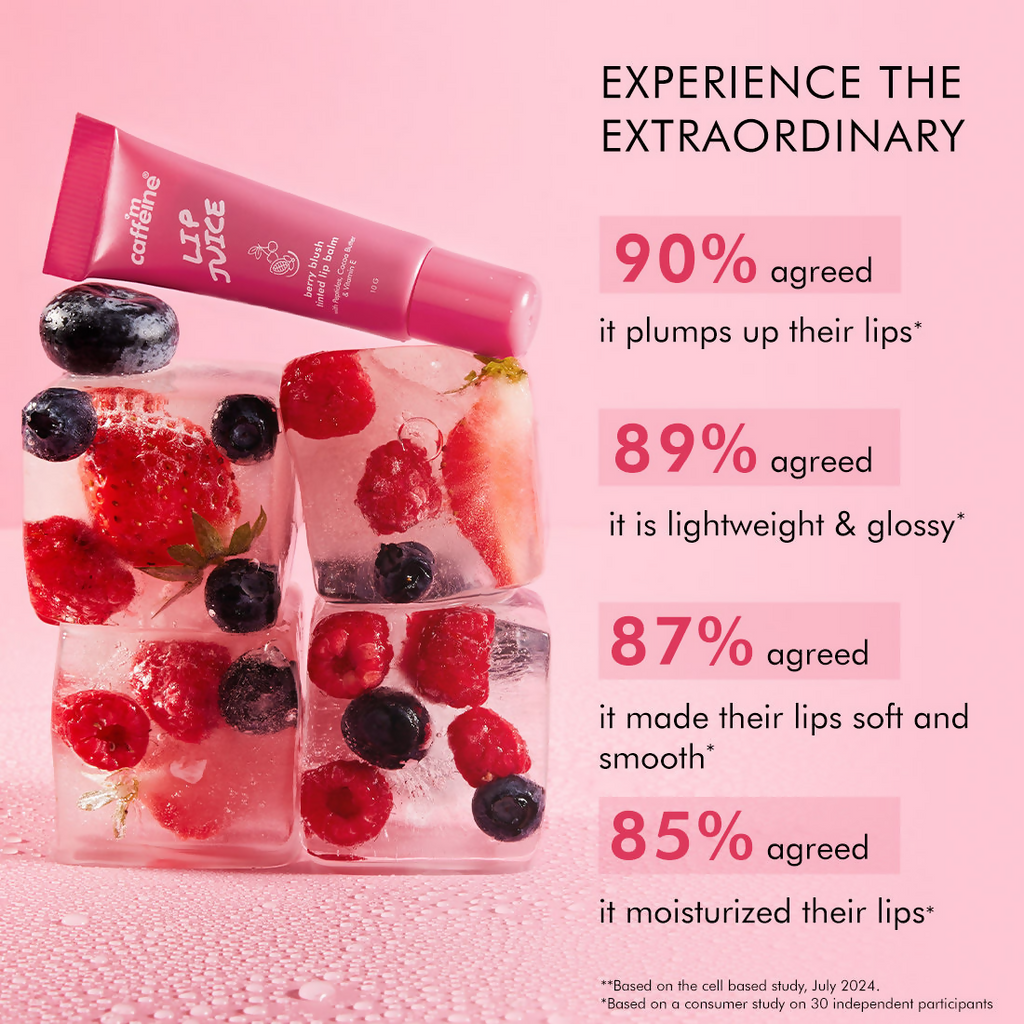 mCaffeine Lip Juice Tinted Lip Balm - Berry Blush | Grocsy