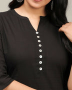 Aramya Straight Soft Cotton Solid Women's Kurta - Black | Grocsy