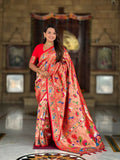 PR Fashion Red Oft Kanjivaram Paithani Silk With Zari Weaving Meenakari Design Saree | Grocsy