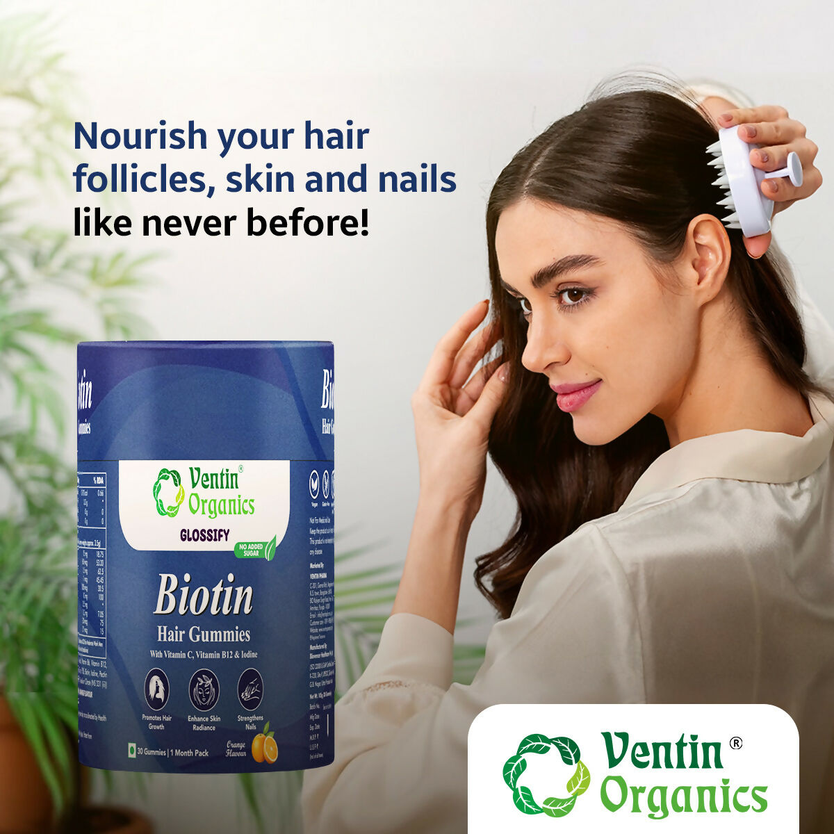 Ventin Organics Glossify Biotin Hair, Skin & Nails Gummies | Grocsy