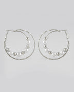 VOJ Women Sliver-Plated Pearl Stainless Steel Hoop Earrings | Grocsy