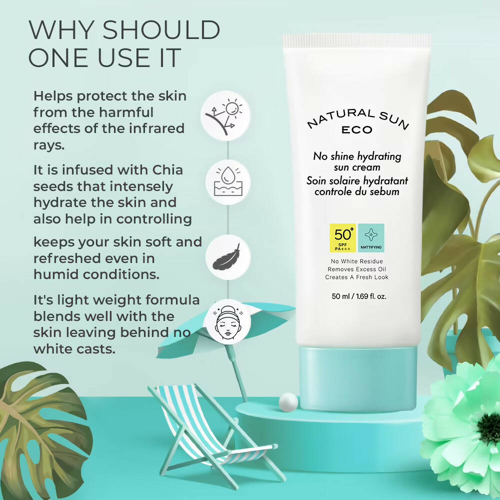 The Face Shop Natural Sun Eco No Shine Hydrating Sun Cream-SPF 50 - Korean Skincare | Grocsy