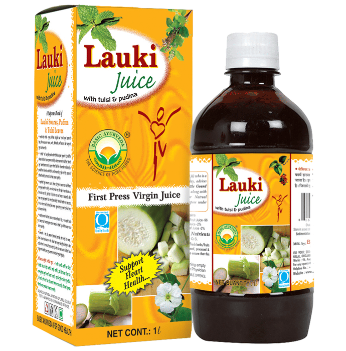 Basic Ayurveda Lauki Juice with Tulsi & Pudina | Supports Weight Management & Heart Health | Grocsy