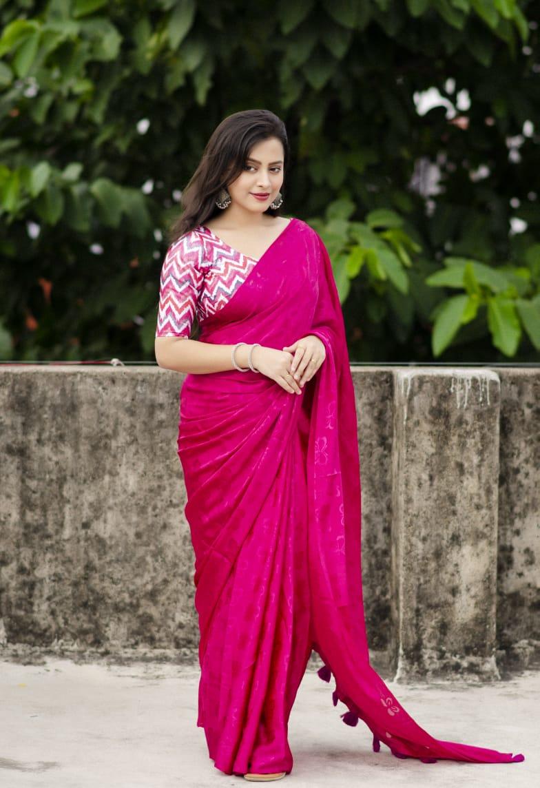 Rani Silk Blend Ethnic Motifs Saree with Unstitched Blouse - A2M | Grocsy