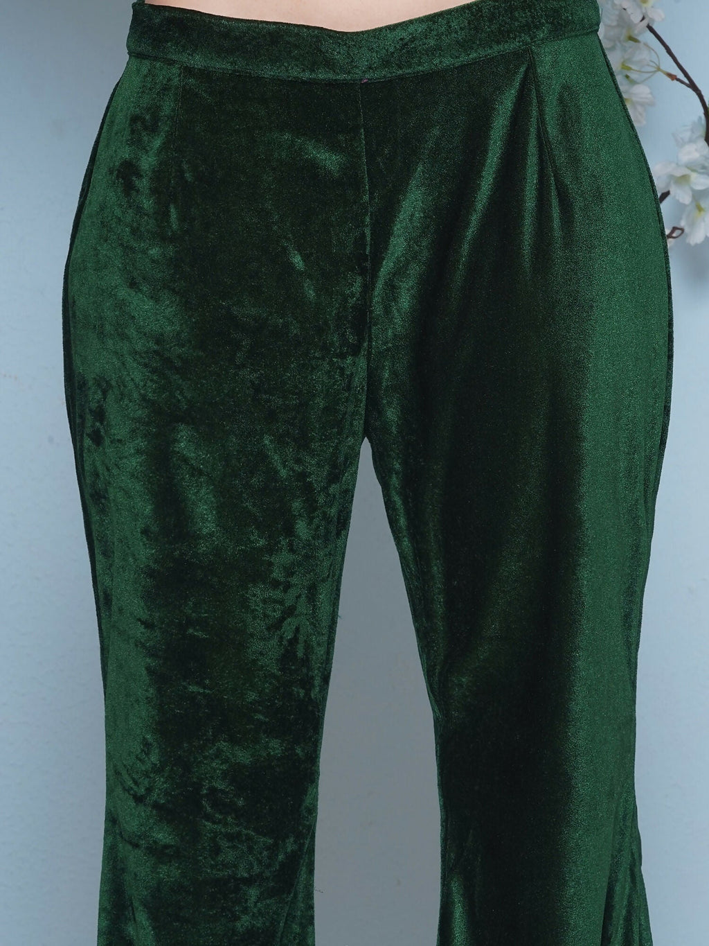 Joban Fashion Green Velvet Hand Embellished Set | Grocsy
