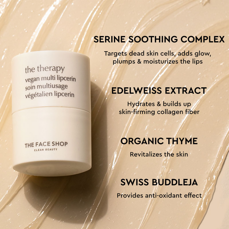 The Face Shop The Therapy Lipcerin, 12HR Moisture Lip Mask, Balm & Scrub | Grocsy