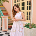 The52 Women's Gorgeous Thread work Cotton Rayon Fabric Flared Dress | Grocsy