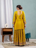 Teeya Creation Yellow Color Chinnon Silk Embroidery Work Fully Stitched Salwar Suit | Grocsy