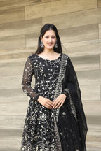 Teeya Creation Black Color Georgette Heavy Embroidery And Sequence Work Anarkali With Pants And Dupatta | Grocsy