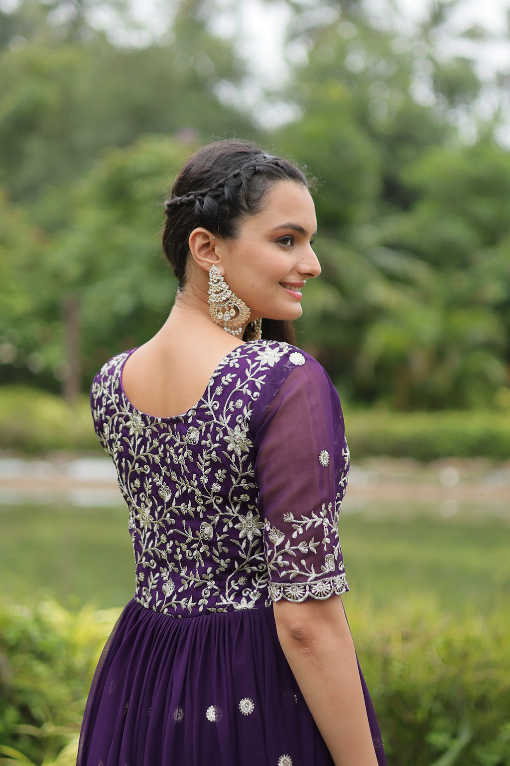 Teeya Creation Purple Color Faux Georgette Embroidery Work Fully Stitched Kurti | Grocsy