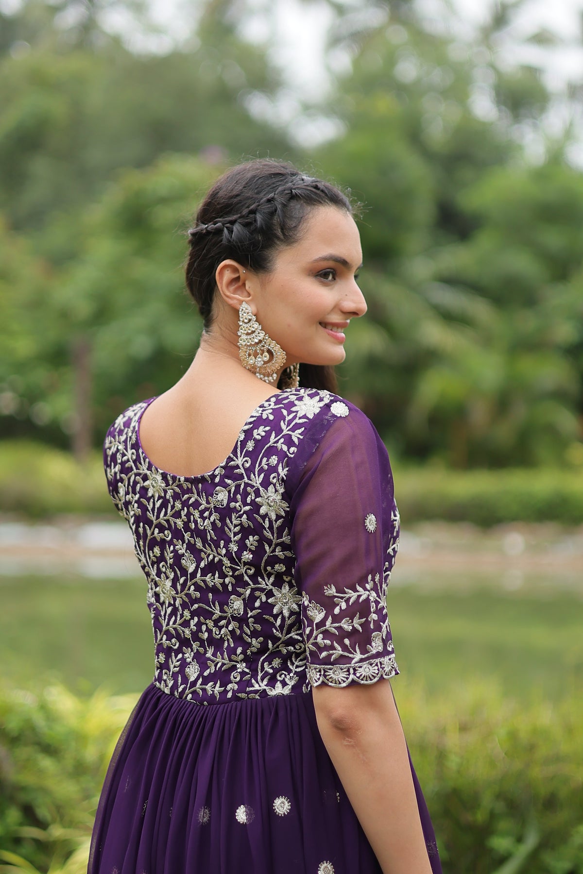 Teeya Creation Purple Color Faux Georgette Embroidery Work Fully Stitched Kurti | Grocsy