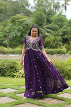 Teeya Creation Purple Color Faux Georgette Embroidery Work Fully Stitched Kurti | Grocsy