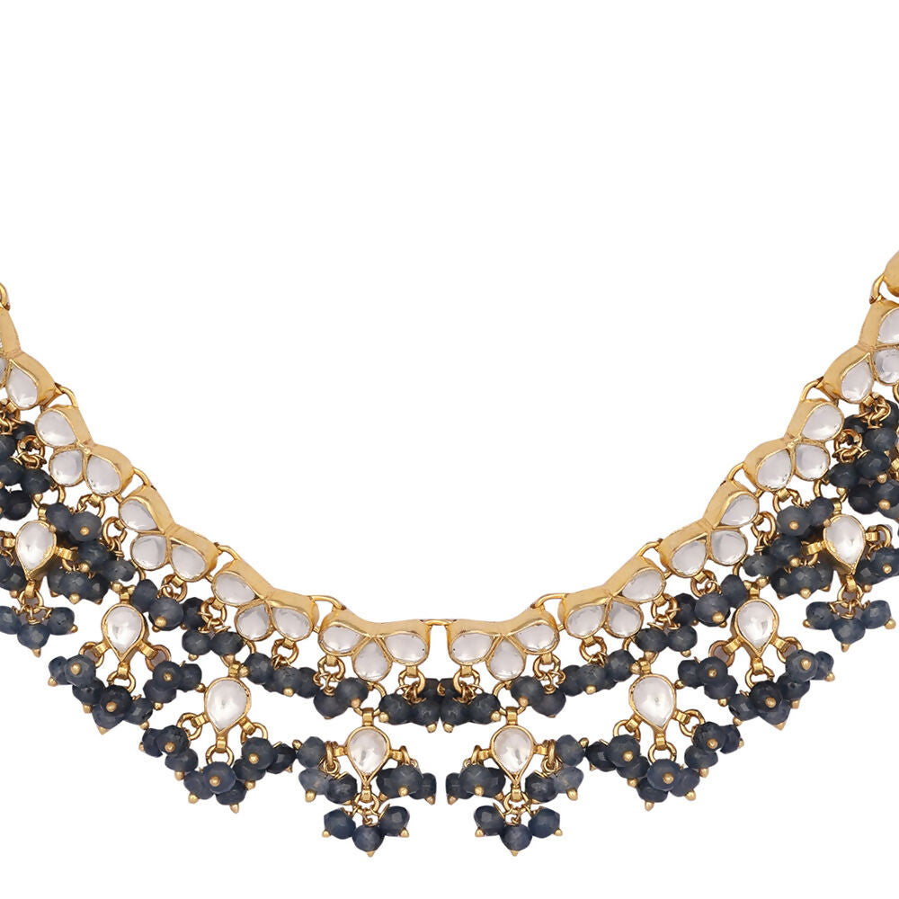 Nuyug 22K Gold Plated Azure Dusk Kundan Necklace | Grocsy