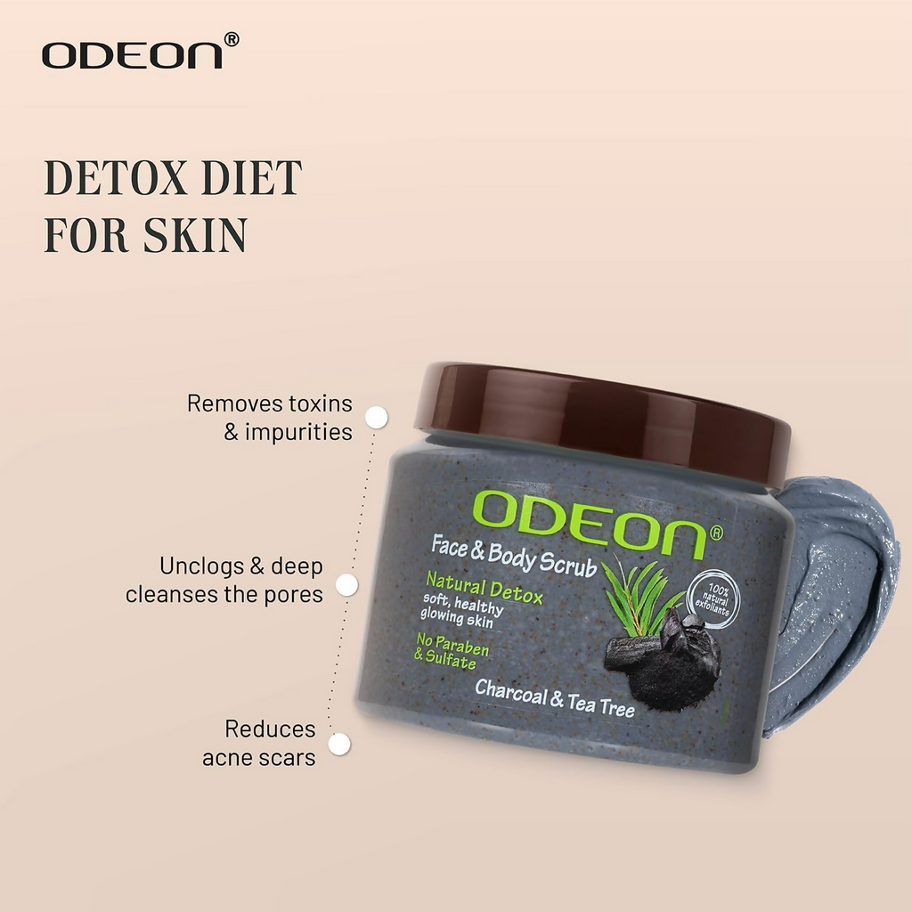 Odeon Charcoal & Tea Tree Oil Body Scrub | Grocsy