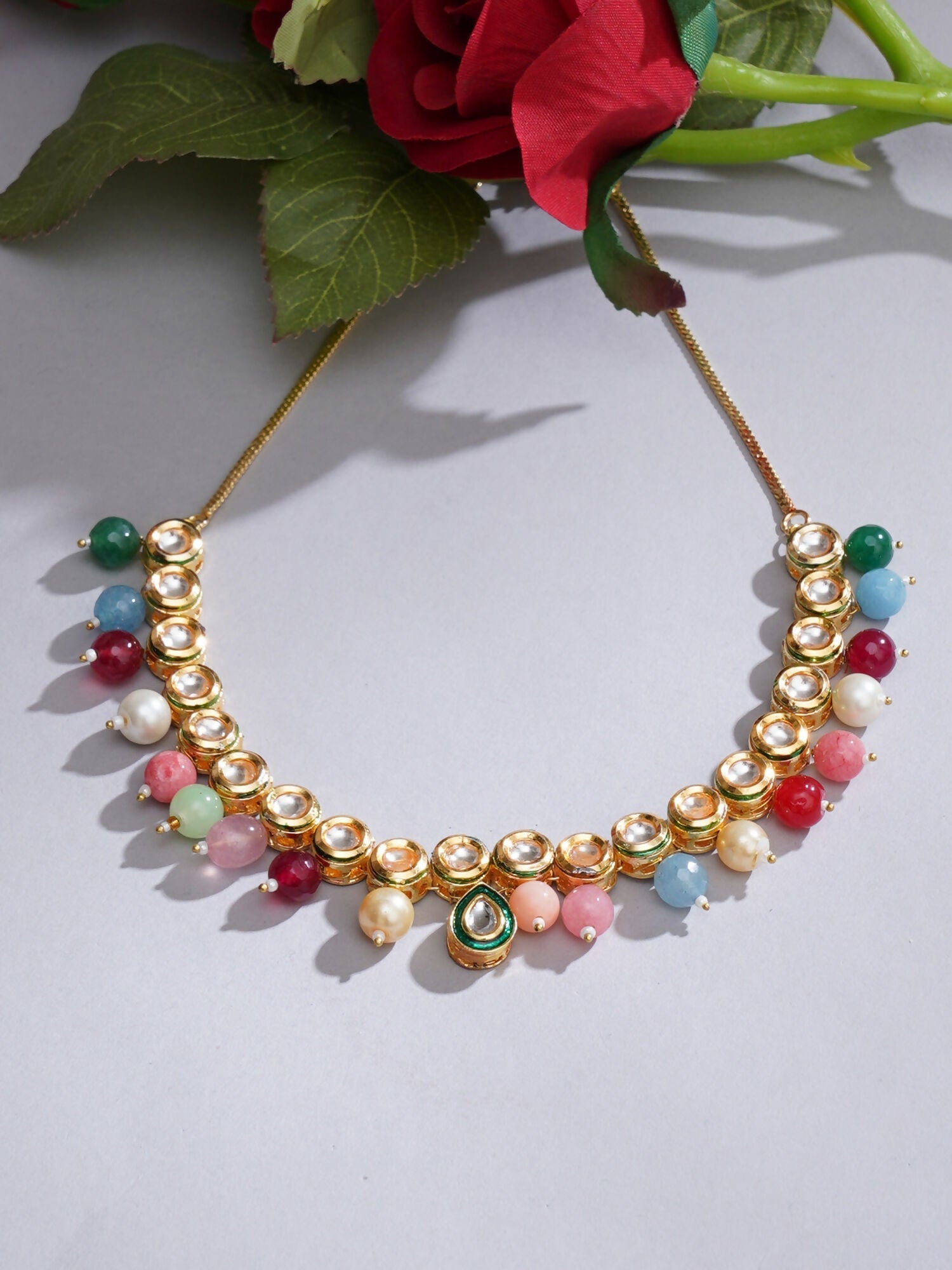 Kundan Necklace (Multi Color) - Ruby Raang | Grocsy