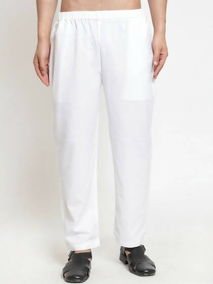 Jompers Men White Solid Pyjamas | Grocsy