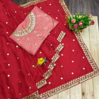 Joban Fashion Red Rangoli silk Party Wear Sarees | Grocsy