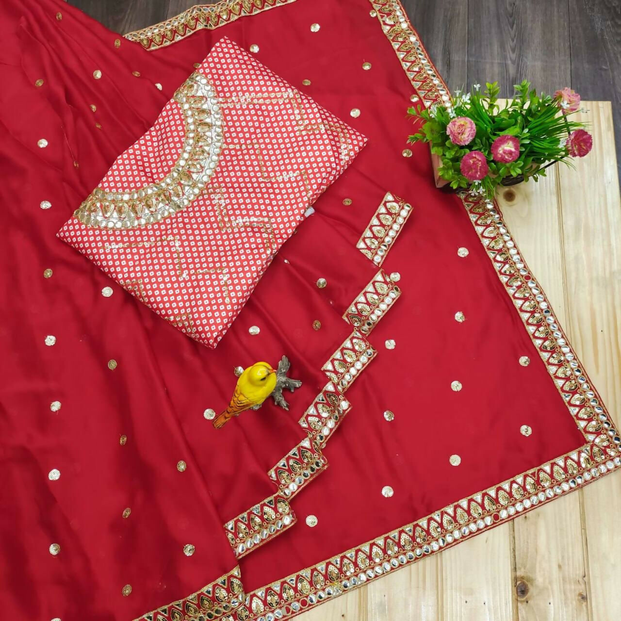 Joban Fashion Red Rangoli silk Party Wear Sarees | Grocsy