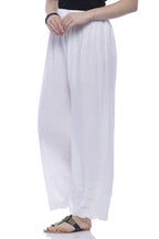 Mominos Fashion Rayon Cotton White Embroidery Chikan Palazzo | Grocsy