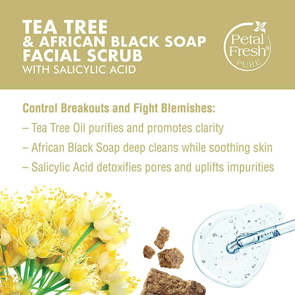 Petal Fresh Tea Tree & African Black Soap Facial Scrub | Grocsy