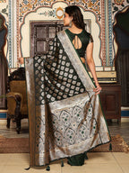 Shree Shyam Fashion Dark Green Silk Saree | Grocsy