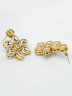 NVR Women's Gold-Polished Kundan 2 Layered Handcrafted Jewellery Sets With Drop Earrings | Grocsy