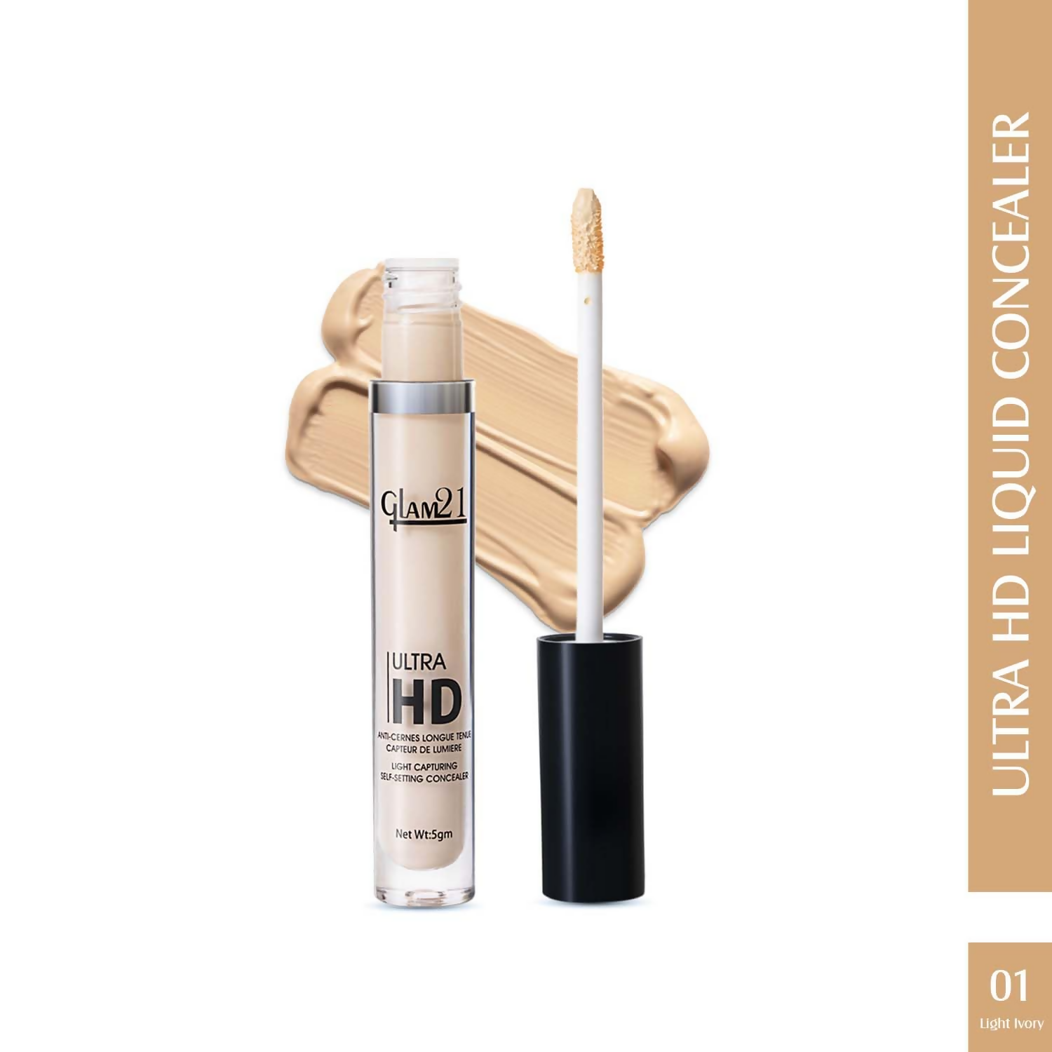 Glam21 Ultra HD Liquid Concealer for HD Finish - Light Ivory | Grocsy