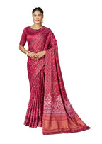 Pink Gajji Silk Bandhani Print with Mirror hand work Saree - Norita Nirvi | Grocsy
