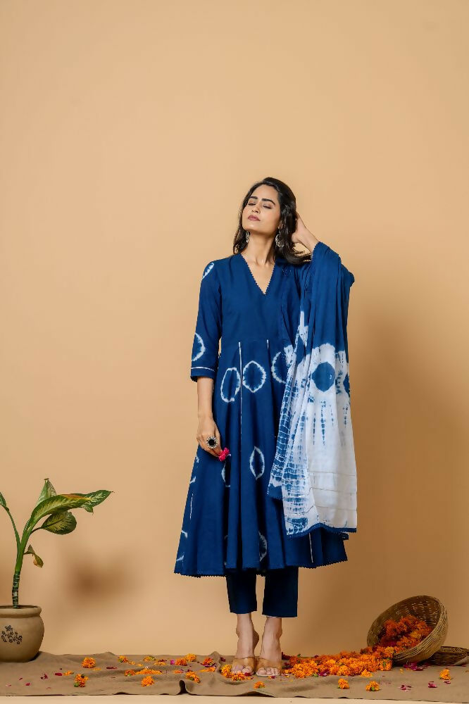 Joban Fashion Blue Tie & Dye Cotton Suit Set | Grocsy