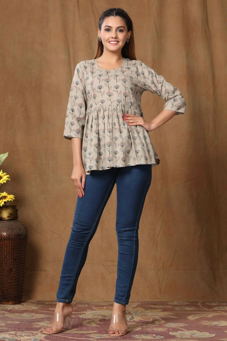 Miravan Women's Printed Short Kurti | Grocsy