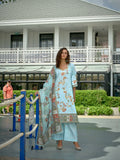 Joban Fashion Positive Sky Blue Digital Print With Position Foil Kurta Set | Grocsy