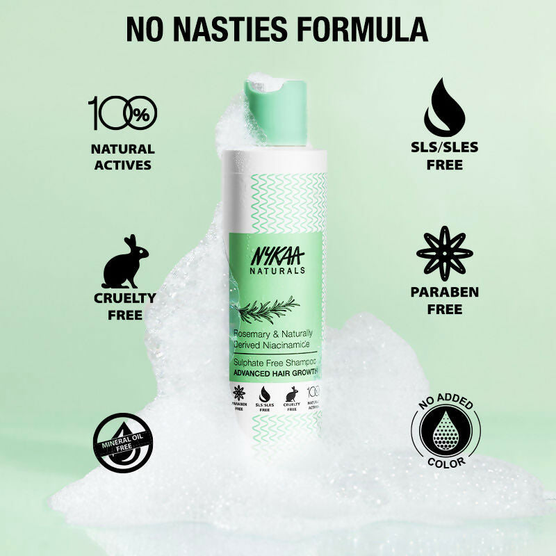 Nykaa Naturals Advanced Hair Growth Shampoo With Rosemary & Naturally Derived Niacinamide | Grocsy