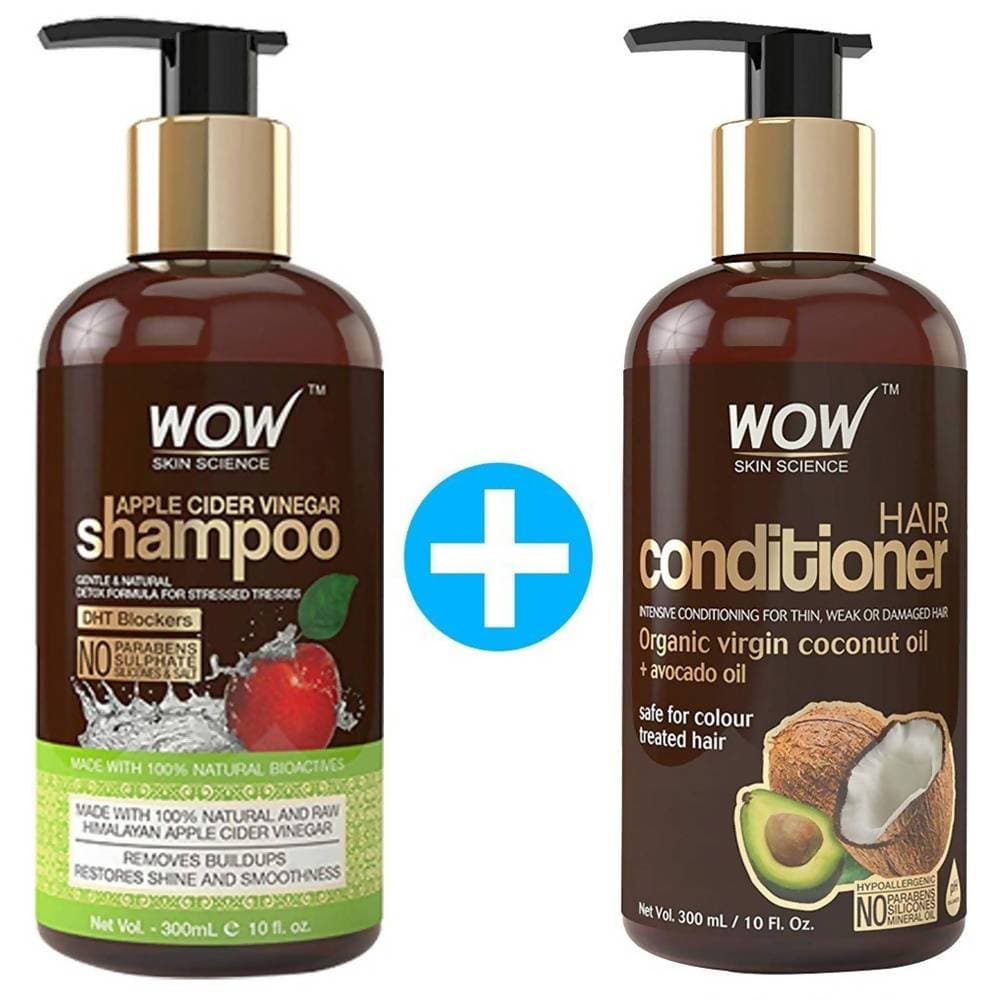 Wow Skin Science Apple Cider Vinegar Shampoo and Hair Conditioner Combo | Grocsy